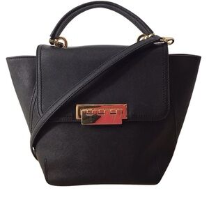 Zac Posen Eartha Black Leather Top Handle Bag